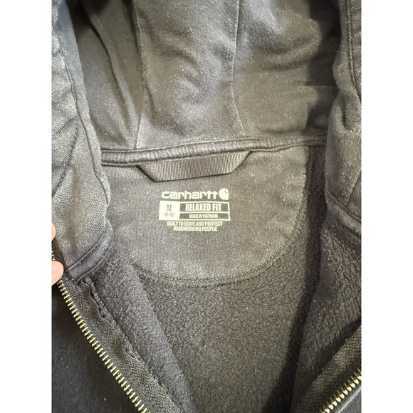 Carhartt Women's Rain Defender Full Zip Hooded Sweater Size M Black Relaxed Fit - Picture 4 of 5